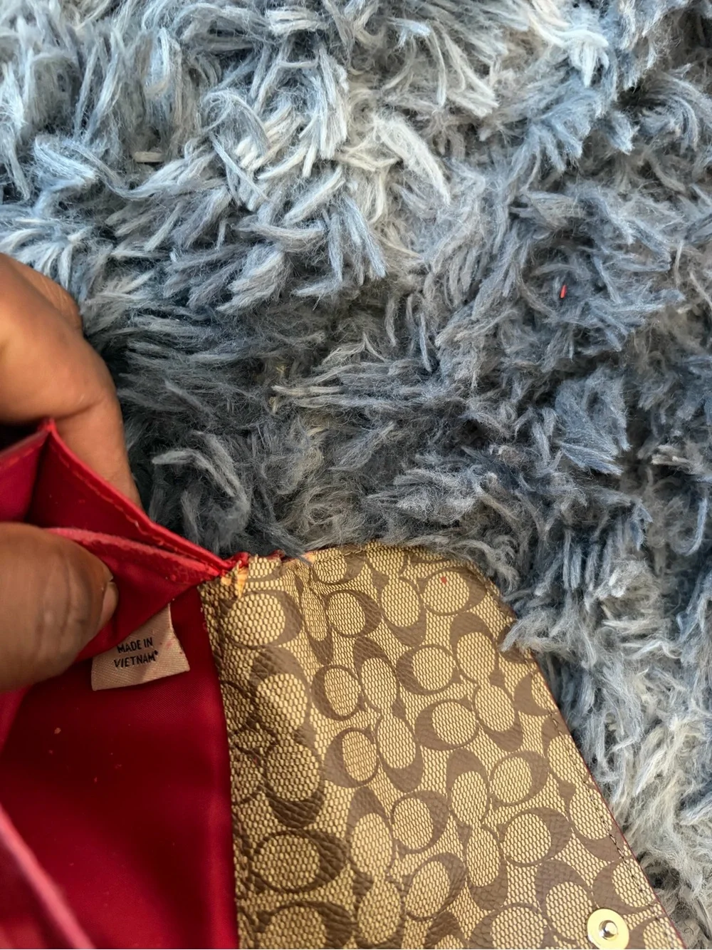 Coach Red Pebbled Leather Slim Envelope Wallet Signature C Inner Flap